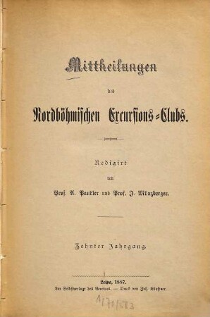 Mitteilungen des Nordböhmischen Excursions-Klubs. 10. 1887