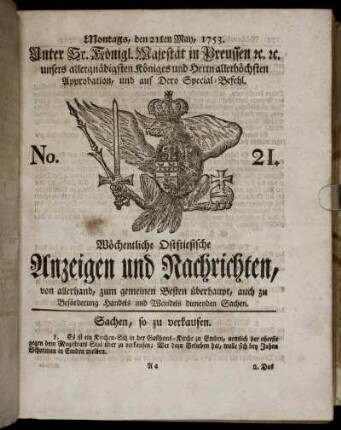 No. 21. Montags, den 21ten May, 1753.