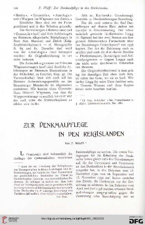 Zur Denkmalpflege in den Reichslanden