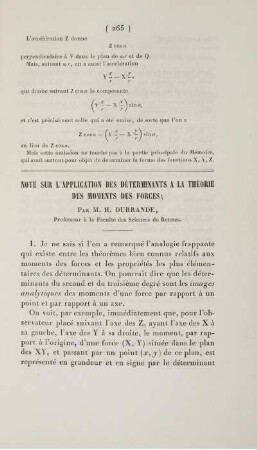 Note sur l'application des déterminants a la théorie des moments des forces.