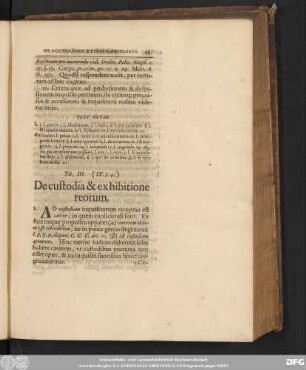 Tit. III. (IX. 3. 4.) De custodia & exhibitione reorum.