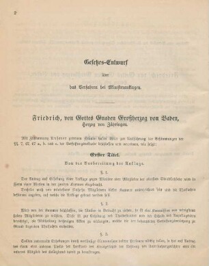 Gesetzes-Entwurf über das Verfahren bei Ministeranklagen