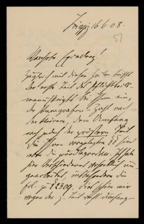 51: Brief von Emil Strohal an Gottlieb Planck, Leipzig, 16.6.1908