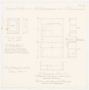 Wohnhaus Böhmer, Heidelberg: Küchenschrank: Grundriss, Ansicht, Schnitt 1:10