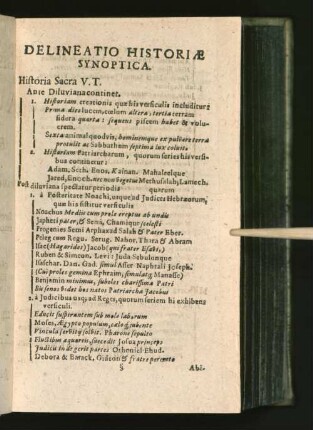 Delineatio Historiae Synoptica.