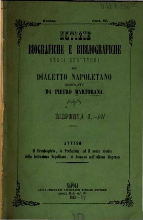 Notizie biografiche e bibliografiche degli scrittori del dialetto Napoletano