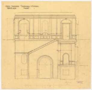 Schloss Schönrade: Vestibül und Haupttreppe: Längsschnitt 1:25