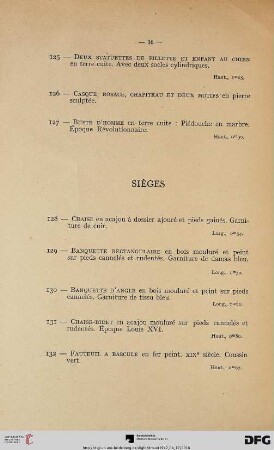 Sièges (Nr. 128-140)