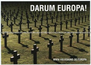 Werbepostkarte vom Volksbund Deutsche Kriegsgräberfürsorge e. V. zum Thema Europa-Engagement