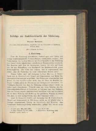 Beiträge zur reaktionskinetik der Nitrierung