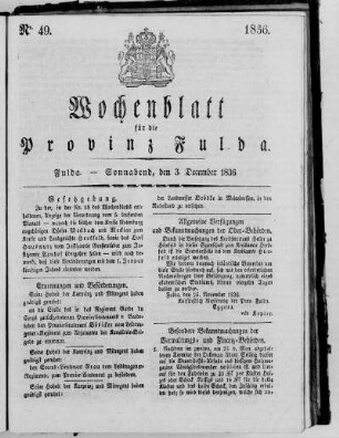 Nr. 49, Ausgabe vom 3. Dezember 1836