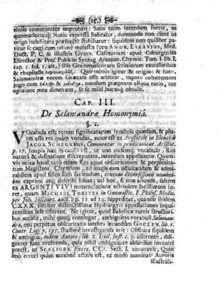 Caput III. De Salamandra Homonymia