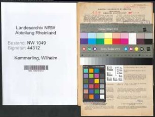 Entnazifizierung Wilhelm Kemmerling , geb. 17.12.1887 (Postwart)