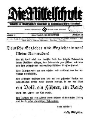Deutsche Erzieher und Erzieherinnen! Meine Kameraden!