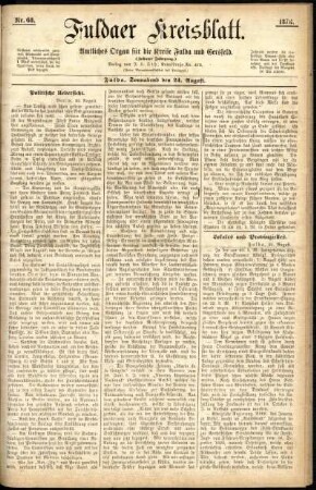 Ausgabe vom Samstag, den 24. August 1878.