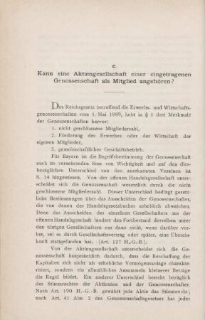 c. Kann eine Aktiengesellschaft einer eingetragenen Genossenschaft als Mitglied angehören?