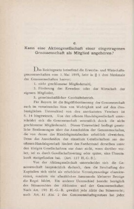 c. Kann eine Aktiengesellschaft einer eingetragenen Genossenschaft als Mitglied angehören?