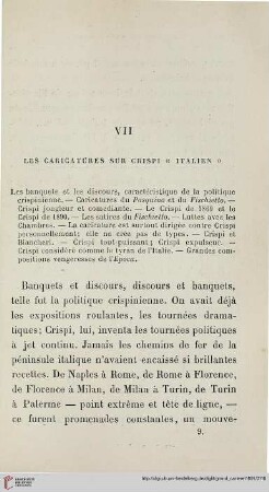 VII Les caricatures sur Crispi „Italien“