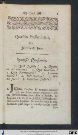 Quaestio Praeliminaris.