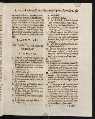 61-68, Caput VII. De Interesse, quando res evincitur.