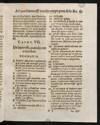 61-68, Caput VII. De Interesse, quando res evincitur.