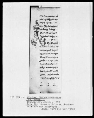 Evangeliar — Initiale mit Ziervogel, Folio 30verso