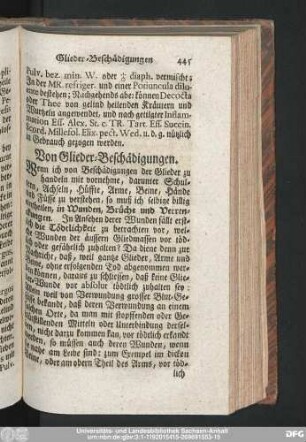Von Glieder-Beschädigungen.