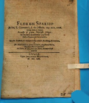 Florum Sparsio Ad M. T. Ciceronis L. I. De Officiis, cap. XXX. XXXI. XXXII. XXXIII. XXXIV.
