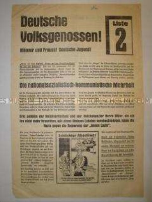 Sonderdruck der SPD und der Eisernen Front zur Reichstagswahl im November 1932 mit indifferenter Polemik gegen NSDAP und KPD