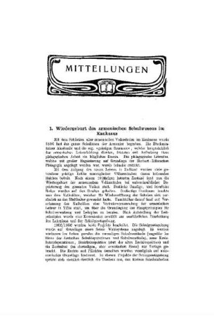 Wiedergeburt des armenischen Schulwesens im Kaukasus