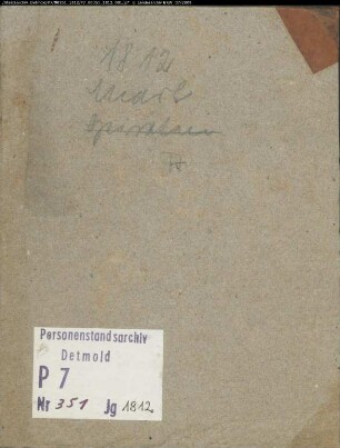 Zivilstandsregister der Munizipalität Marl (Aufgebote 1812). (Gemeinde: Marl, Kreis Recklinghausen)
