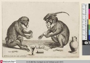 [Zwei Affen beim Kartenspiel]
