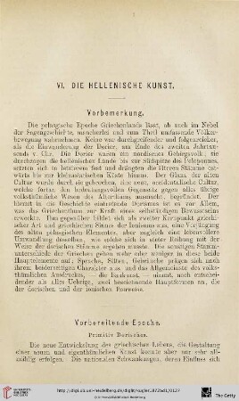 VI. Die Hellenische Kunst