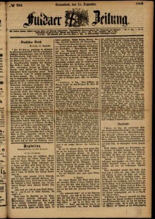 Ausgabe vom Samstag, den 11. Dezember 1886.