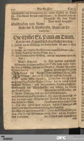 Die Epistel St. Pauli an Titum.
