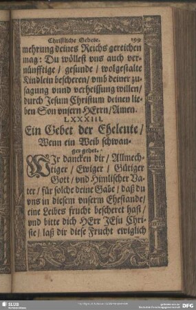 LXXXIII. Ein Gebet der Eheleute, Wenn ein Weib schwanger gehet