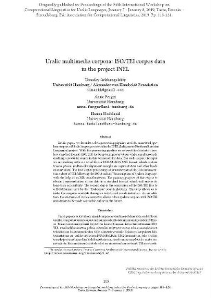 Uralic multimedia corpora: ISO/TEI corpus data in the project INEL