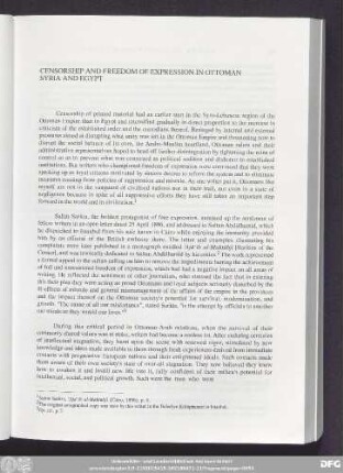 Censorship And Freedom Of Expression In Ottoman Syria And Egypt