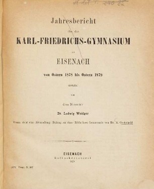 Beitrag zu einer Bibliotheca Isenacensis