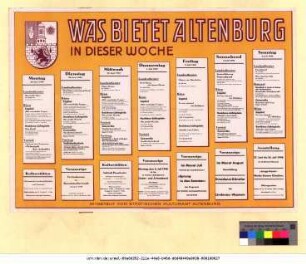 Originaltitel: Was bietet Altenburg in dieser Woche 28. Juni bis 4. Juli 1948 Mitgeteilt vom Städtischen Kulturamt Altenburg