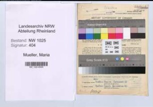 Entnazifizierung Maria Mueller , geb. 17.10.1912 (Lehrerin)
