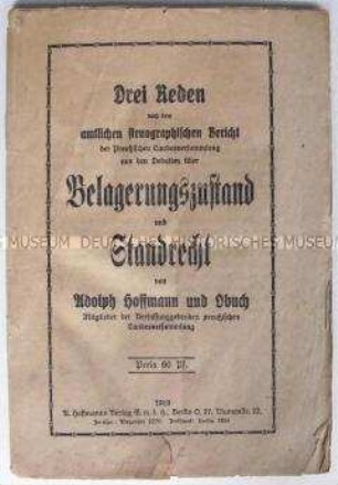 Sammlung von Reden vor der Preußischen Landesversammlung