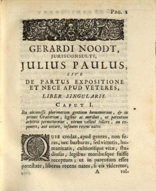 Iulius Paulus : sive de partus expositione et nece apud Veteres