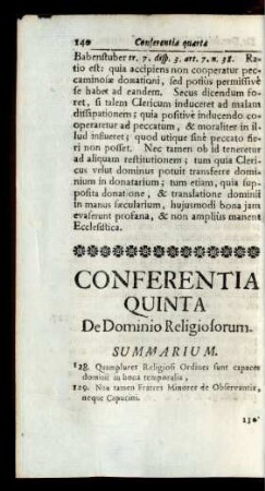 Conferentia Quinta De Dominio Religiosorum