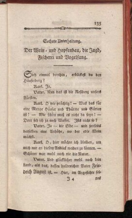 Sechste Unterhaltung. Der Wein- und Hopfenbau, die Jagd, Fischerei und Vogelfang.