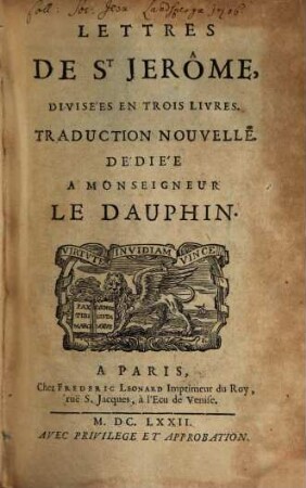 Lettres de St. Jerôme : Divisées En Trois Livres