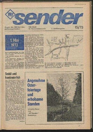 Betriebszeitung 'WF-Sender', Nr.15/1973 (3. Aprilausgabe 1973)