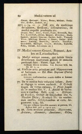 60-112, IV. Medici veteres Graeci, Romani, Arabes et Latino barbari.
