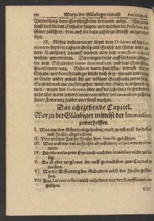 Das achtzehende Capitel. Worzu der Gläubiger mittelst der Immission zuvorhelffen.