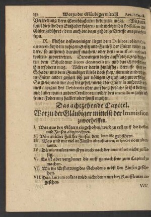 Das achtzehende Capitel. Worzu der Gläubiger mittelst der Immission zuvorhelffen.